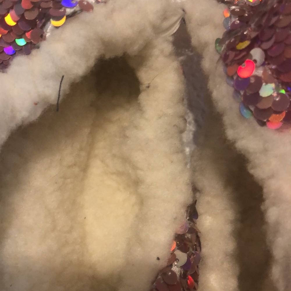 Pink Sparkle Sequin Slippers w/fake Sherpa lining - Picture 2 of 6
